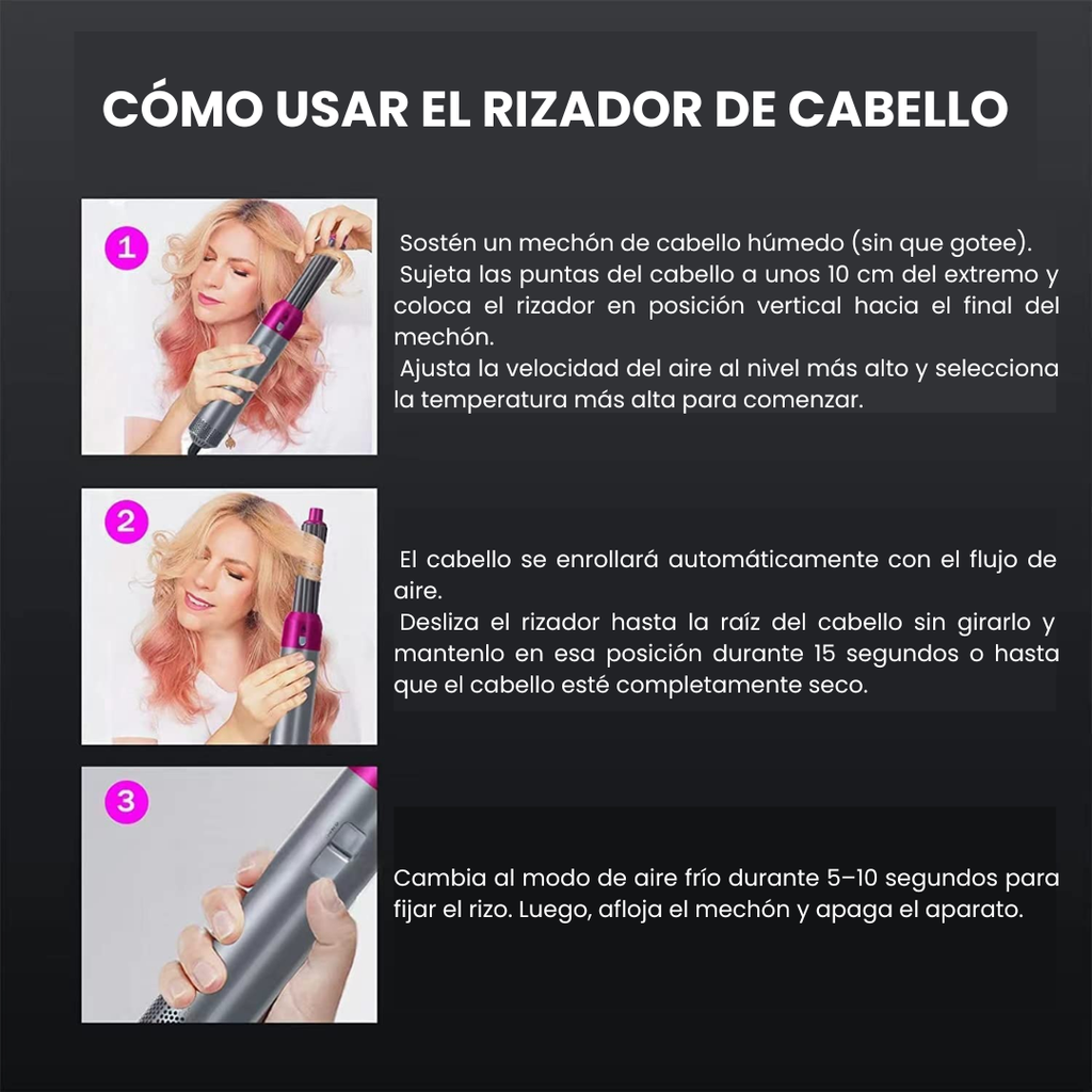 Cepillo Moldeador 5 en 1 de Aire Caliente | Alisa, Riza y Da Volumen